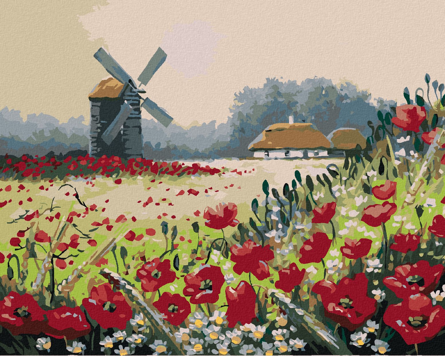 zuty Malování podle čísel - VLČÍ MÁKY U LESA - Rozměr: 40x50 cm, Rámování: Varianta: bez rámu a bez vypnutí plátna - obrázek 1
