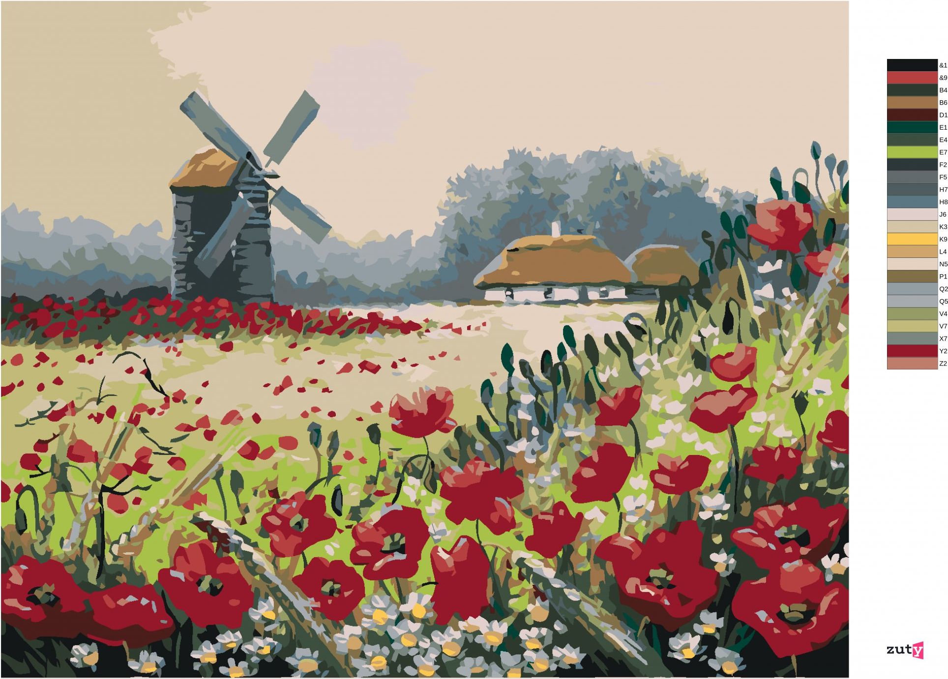 zuty Malování podle čísel - VLČÍ MÁKY U LESA - Rozměr: 40x50 cm, Rámování: Varianta: vypnuté plátno na rám - obrázek 8