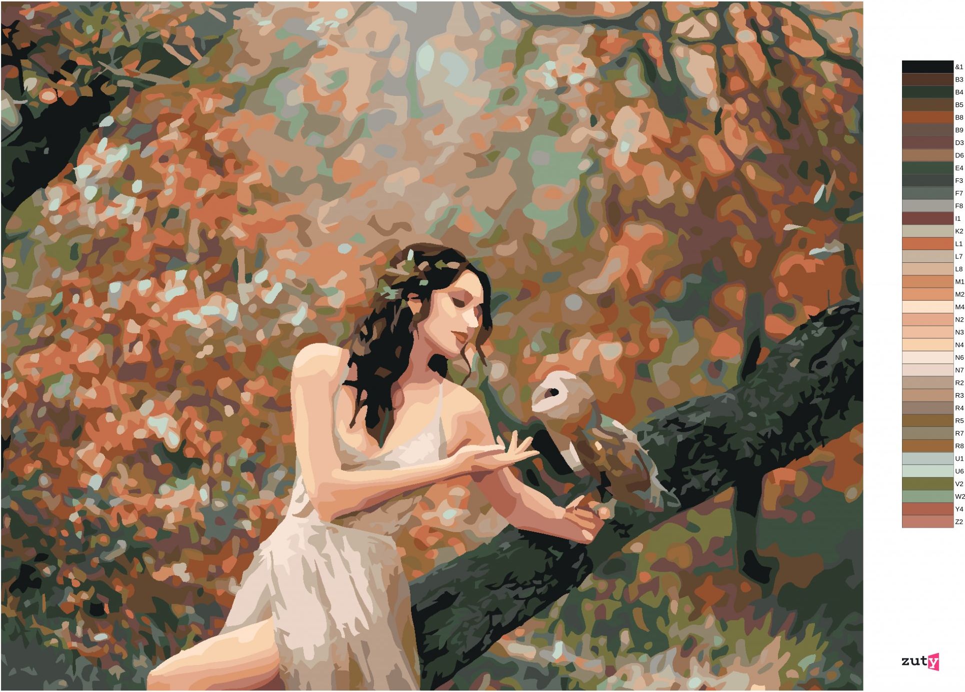 zuty Malování podle čísel - POHÁDKOVÁ DÍVKA SE SOVOU V LESE - Rozměr: 40x50 cm, Rámování: Varianta: vypnuté plátno na rám - obrázek 10