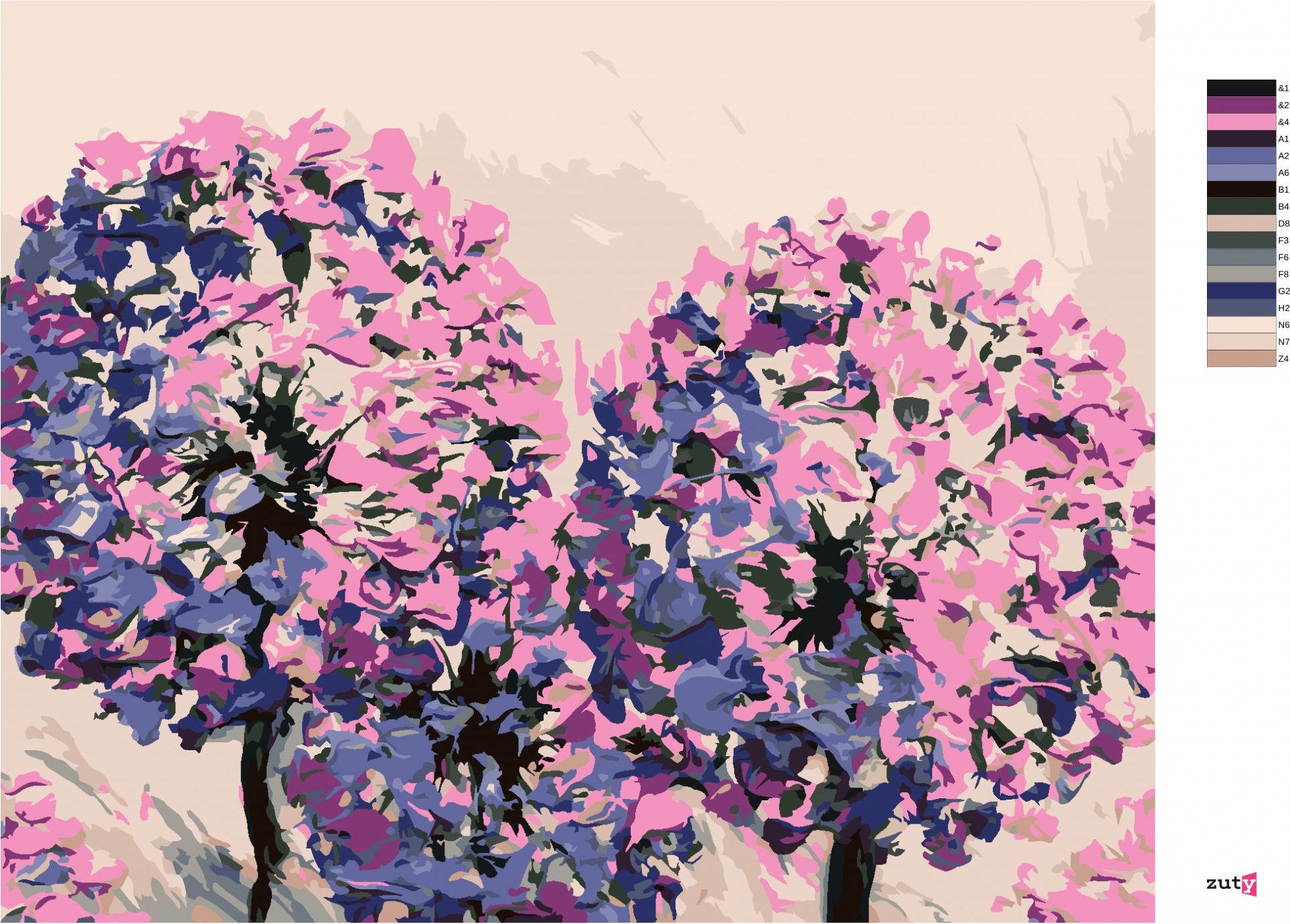 zuty Malování podle čísel - PULZUJÍCÍ LEVANDULE NA RŮŽOVÉM POZADÍ - Rozměr: 40x50 cm, Rámování: Varianta: bez rámu a bez vypnutí plátna - obrázek 5