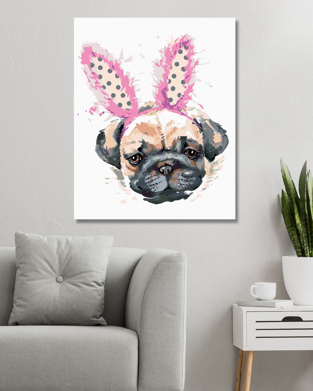 zuty Malování podle čísel - MOPS S ČELENKOU - Rozměr: 40x50 cm, Rámování: Varianta: bez rámu a bez vypnutí plátna - obrázek 5