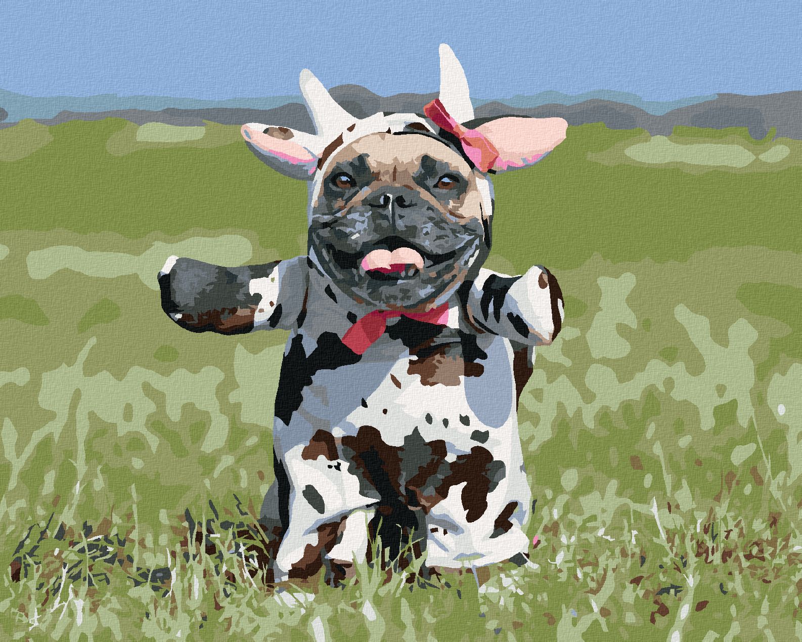 zuty Malování podle čísel - BULDOČEK PŘEVLEČENÝ ZA KRÁVU - Rozměr: 40x50 cm, Rámování: Varianta: vypnuté plátno na rám - obrázek 1