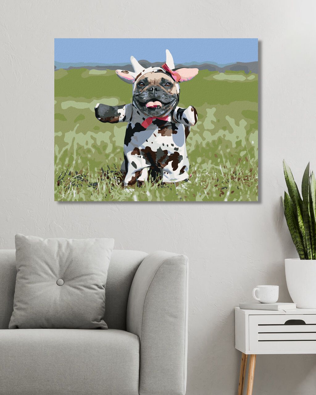 zuty Malování podle čísel - BULDOČEK PŘEVLEČENÝ ZA KRÁVU - Rozměr: 40x50 cm, Rámování: Varianta: vypnuté plátno na rám - obrázek 8