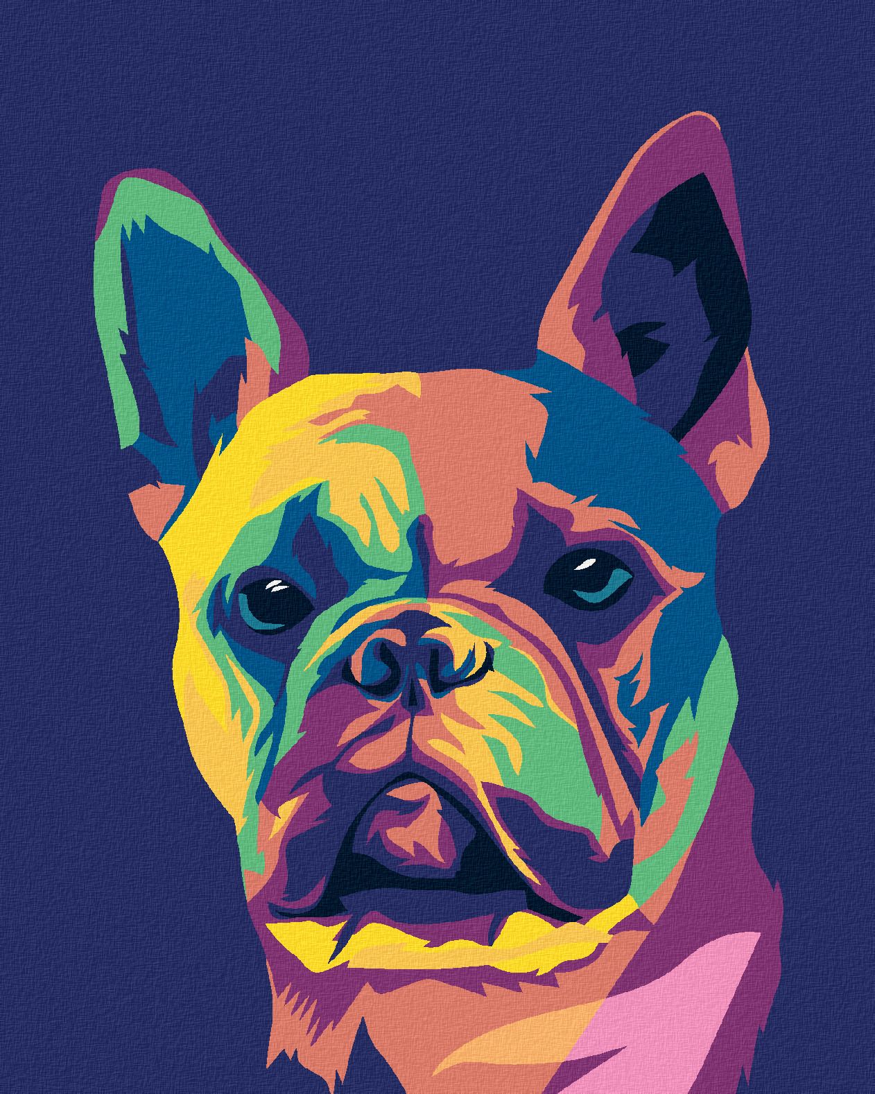 zuty Malování podle čísel - POP-ART BULDOČEK - Rozměr: 40x50 cm, Rámování: Varianta: vypnuté plátno na rám - obrázek 1