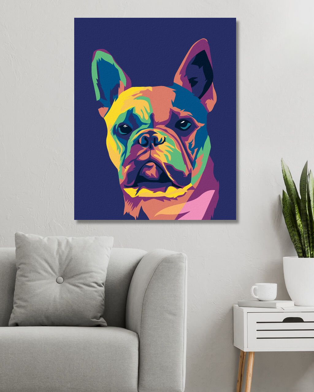 zuty Malování podle čísel - POP-ART BULDOČEK - Rozměr: 40x50 cm, Rámování: Varianta: vypnuté plátno na rám - obrázek 2