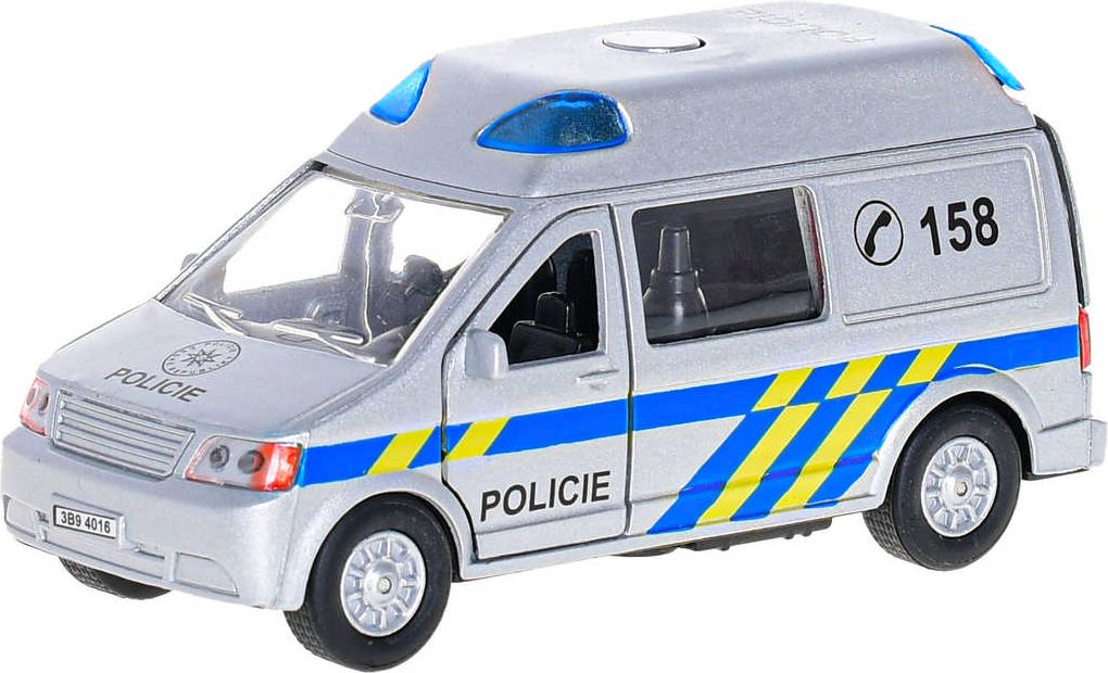 Auto policie dodávka český design CZ 14cm na baterie Světlo Zvuk kov - obrázek 1