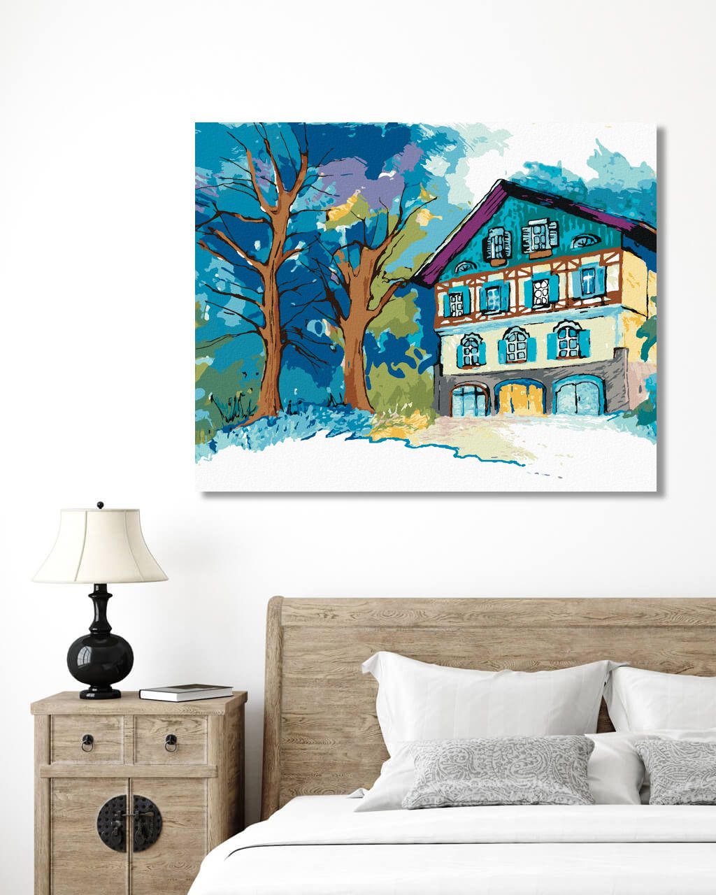zuty Malování podle čísel - HORSKÁ CHATA UPROSTŘED LESA - Rozměr: 40x50 cm, Rámování: Varianta: vypnuté plátno na rám - obrázek 9