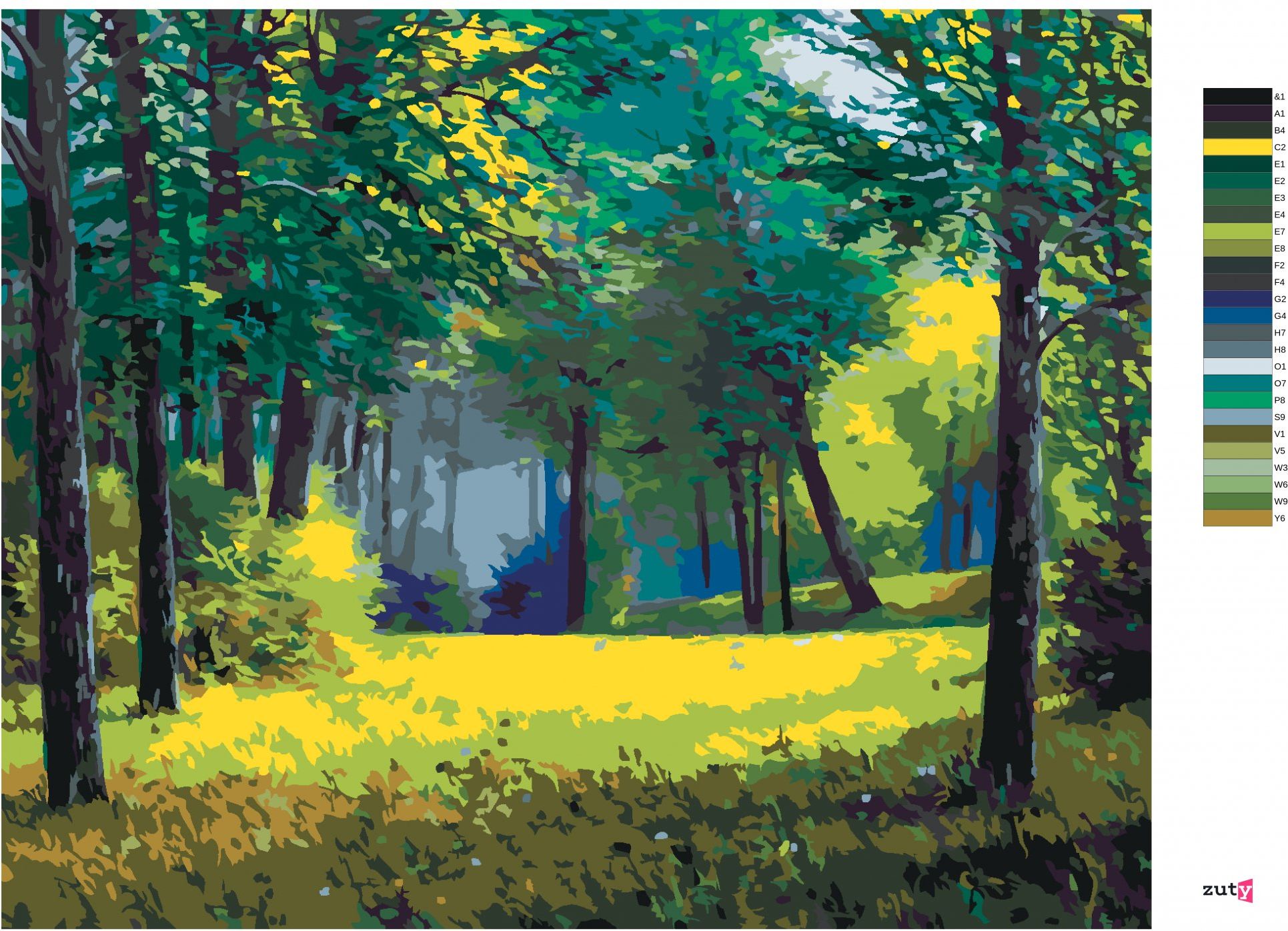 zuty Malování podle čísel - VZDUŠNÝ LES - Rozměr: 40x50 cm, Rámování: Varianta: bez rámu a bez vypnutí plátna - obrázek 6
