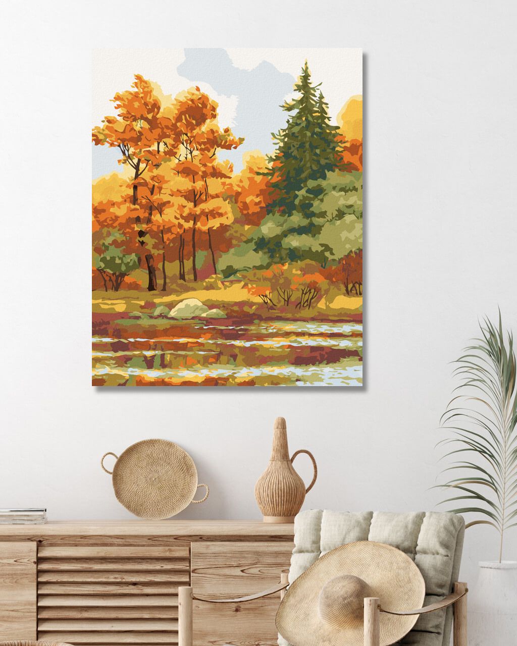 zuty Malování podle čísel - PODZIMNÍ LES NA JEZEŘE - Rozměr: 40x50 cm, Rámování: Varianta: vypnuté plátno na rám - obrázek 7