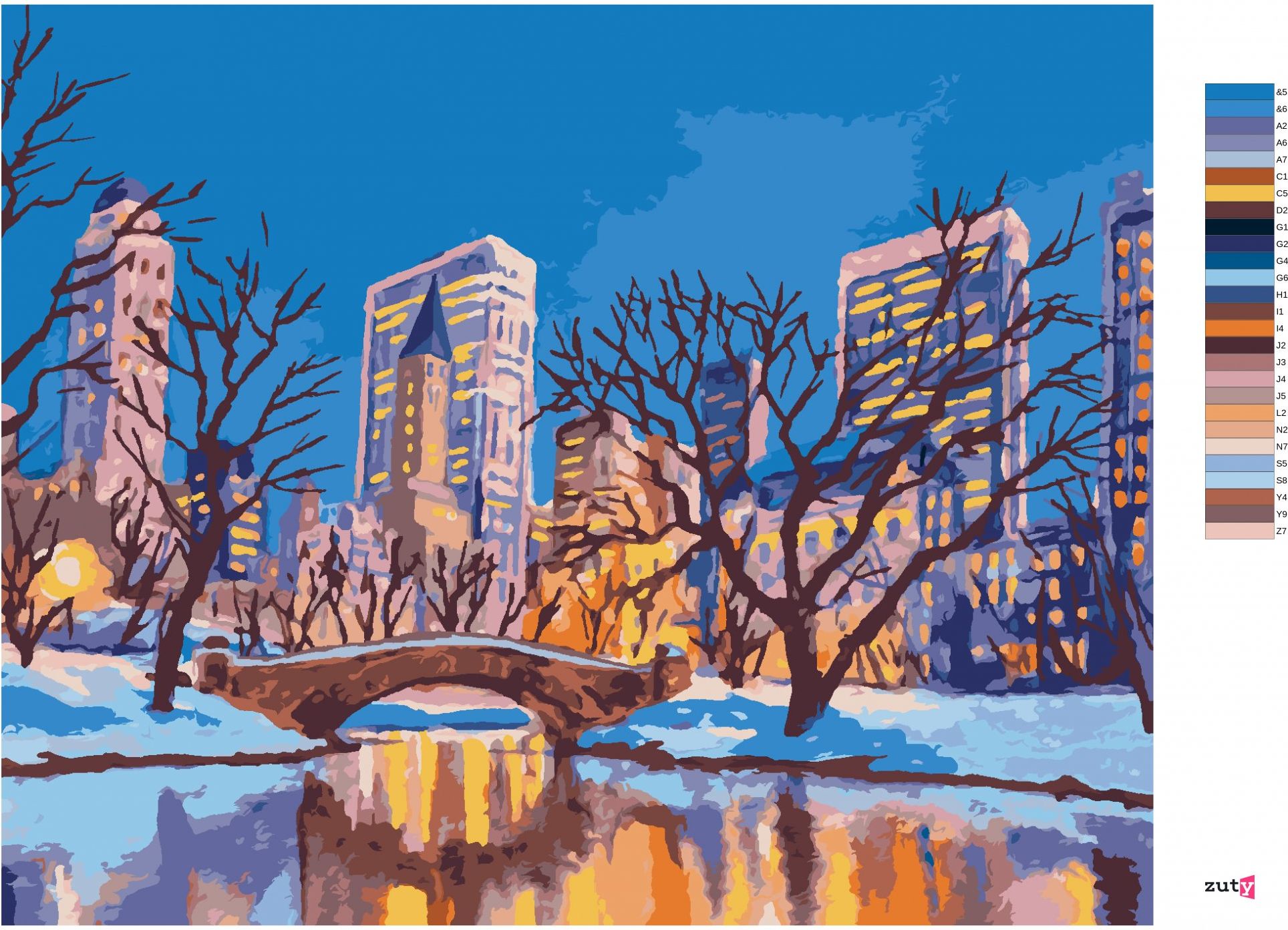 zuty Malování podle čísel - NEW YORK CENTRAL PARK II - Rozměr: 40x50 cm, Rámování: Varianta: bez rámu a bez vypnutí plátna - obrázek 4