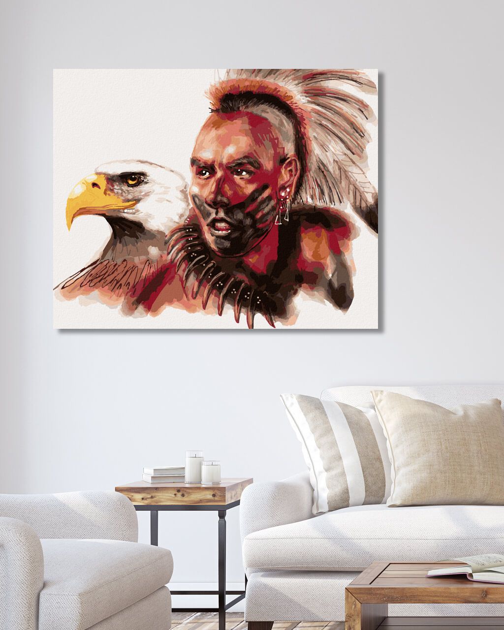 zuty Malování podle čísel - INDIÁN A OREL - Rozměr: 40x50 cm, Rámování: Varianta: vypnuté plátno na rám - obrázek 3