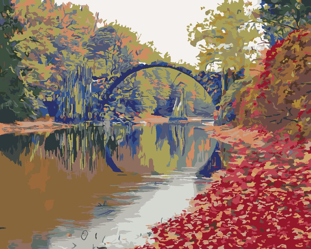 zuty Malování podle čísel - BAREVNÁ PODZIMNÍ SCÉNA MOSTU - Rozměr: 40x50 cm, Rámování: Varianta: vypnuté plátno na rám - obrázek 5
