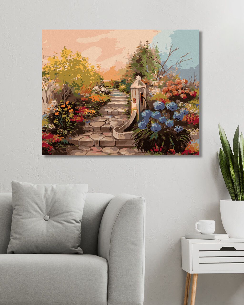 zuty Malování podle čísel - KAMENNÉ SCHODY V LESE - Rozměr: 40x50 cm, Rámování: Varianta: bez rámu a bez vypnutí plátna - obrázek 5