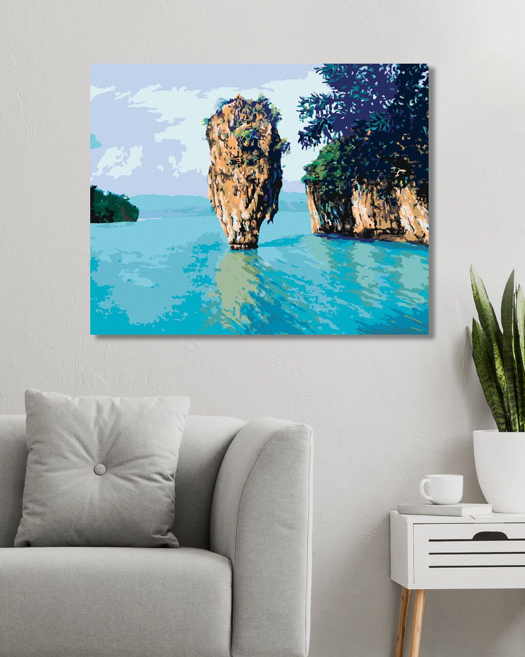 zuty Malování podle čísel - MALÝ LESNÍ OSTRŮVEK NA MOŘI - Rozměr: 40x50 cm, Rámování: Varianta: vypnuté plátno na rám - obrázek 8