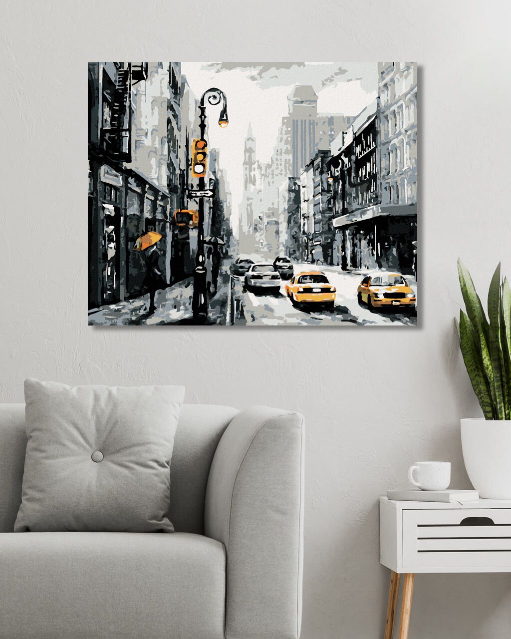 zuty Malování podle čísel - ULICE V NEW YORKU A TAXÍKY - Rozměr: 40x50 cm, Rámování: Varianta: bez rámu a bez vypnutí plátna - obrázek 3