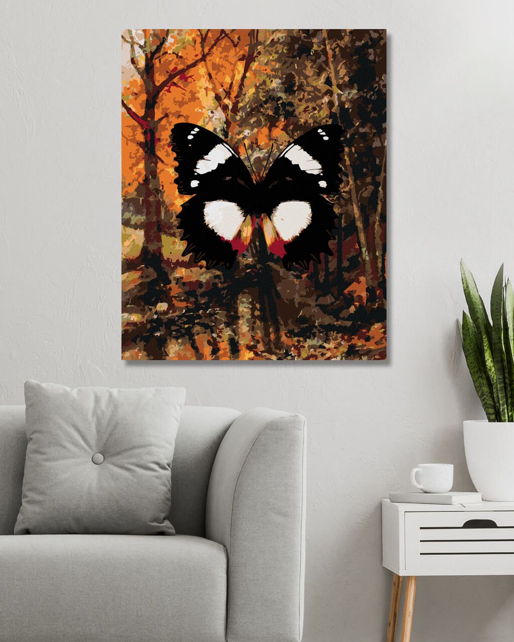 zuty Malování podle čísel - MOTÝL V PODZIMNÍM LESE - Rozměr: 40x50 cm, Rámování: Varianta: bez rámu a bez vypnutí plátna - obrázek 9