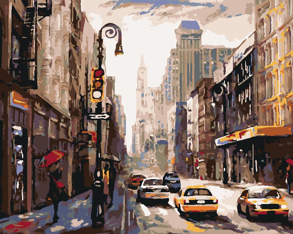 zuty Malování podle čísel - ŽENA S DEŠTNÍKEM V NEW YORKU - Rozměr: 40x50 cm, Rámování: Varianta: bez rámu a bez vypnutí plátna - obrázek 9