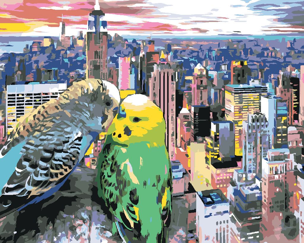 zuty Malování podle čísel - DVĚ ZAMILOVANÉ ANDULKY V NEW YORKU - Rozměr: 40x50 cm, Rámování: Varianta: bez rámu a bez vypnutí plátna - obrázek 4