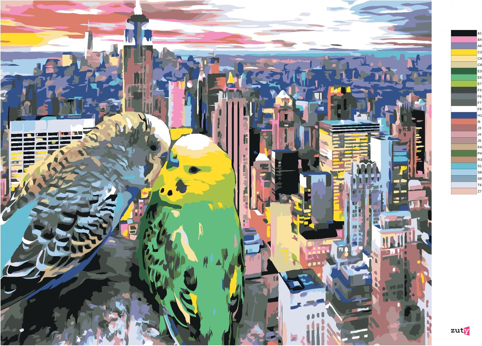 zuty Malování podle čísel - DVĚ ZAMILOVANÉ ANDULKY V NEW YORKU - Rozměr: 40x50 cm, Rámování: Varianta: bez rámu a bez vypnutí plátna - obrázek 10