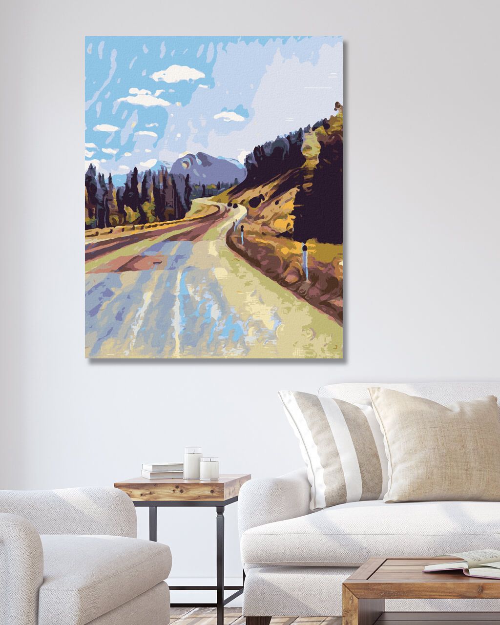 zuty Malování podle čísel - SILNICE MEZI LESY - Rozměr: 40x50 cm, Rámování: Varianta: bez rámu a bez vypnutí plátna - obrázek 2