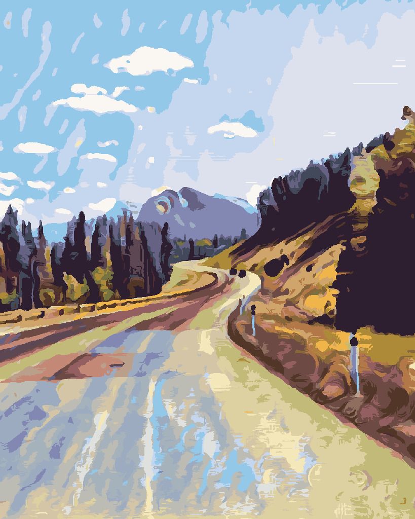 zuty Malování podle čísel - SILNICE MEZI LESY - Rozměr: 40x50 cm, Rámování: Varianta: vypnuté plátno na rám - obrázek 6