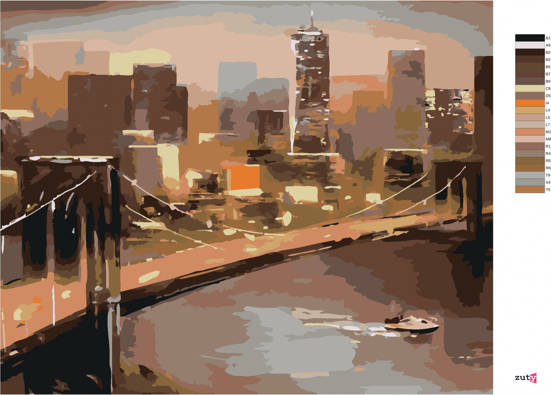 zuty Malování podle čísel - POHLED NA NEW YORK - Rozměr: 40x50 cm, Rámování: Varianta: bez rámu a bez vypnutí plátna - obrázek 3