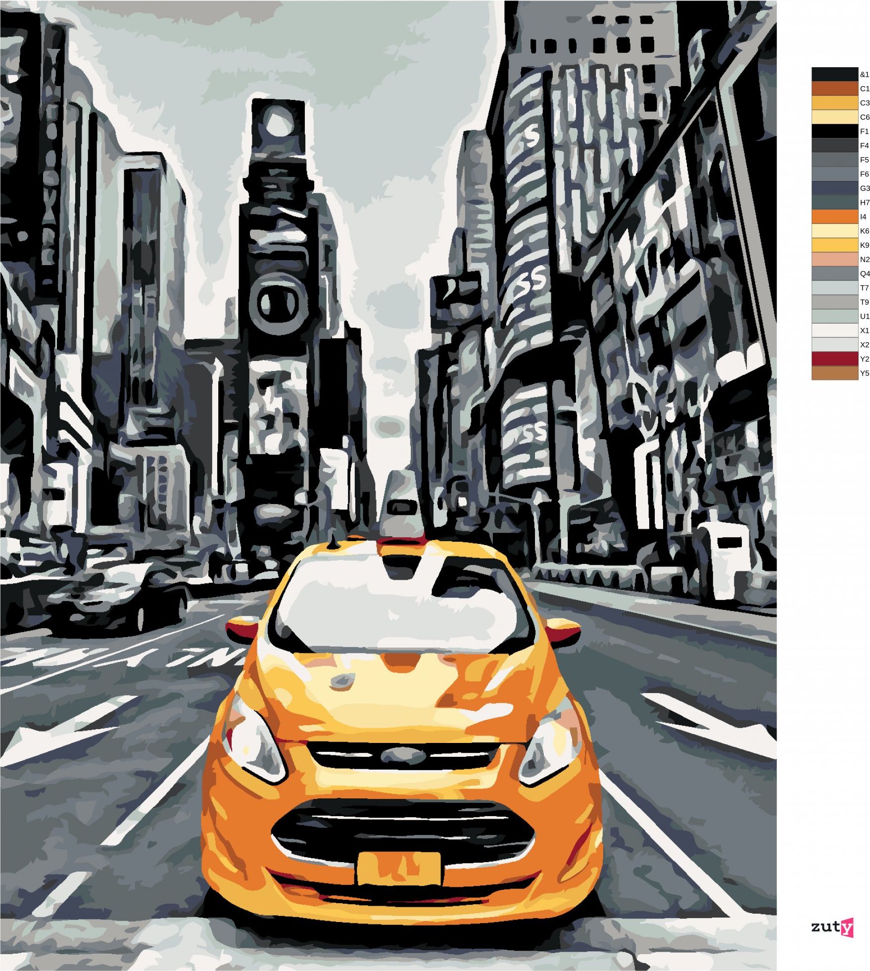 zuty Malování podle čísel - ŽLUTÉ TAXI V NEW YORKU - Rozměr: 40x50 cm, Rámování: Varianta: vypnuté plátno na rám - obrázek 4