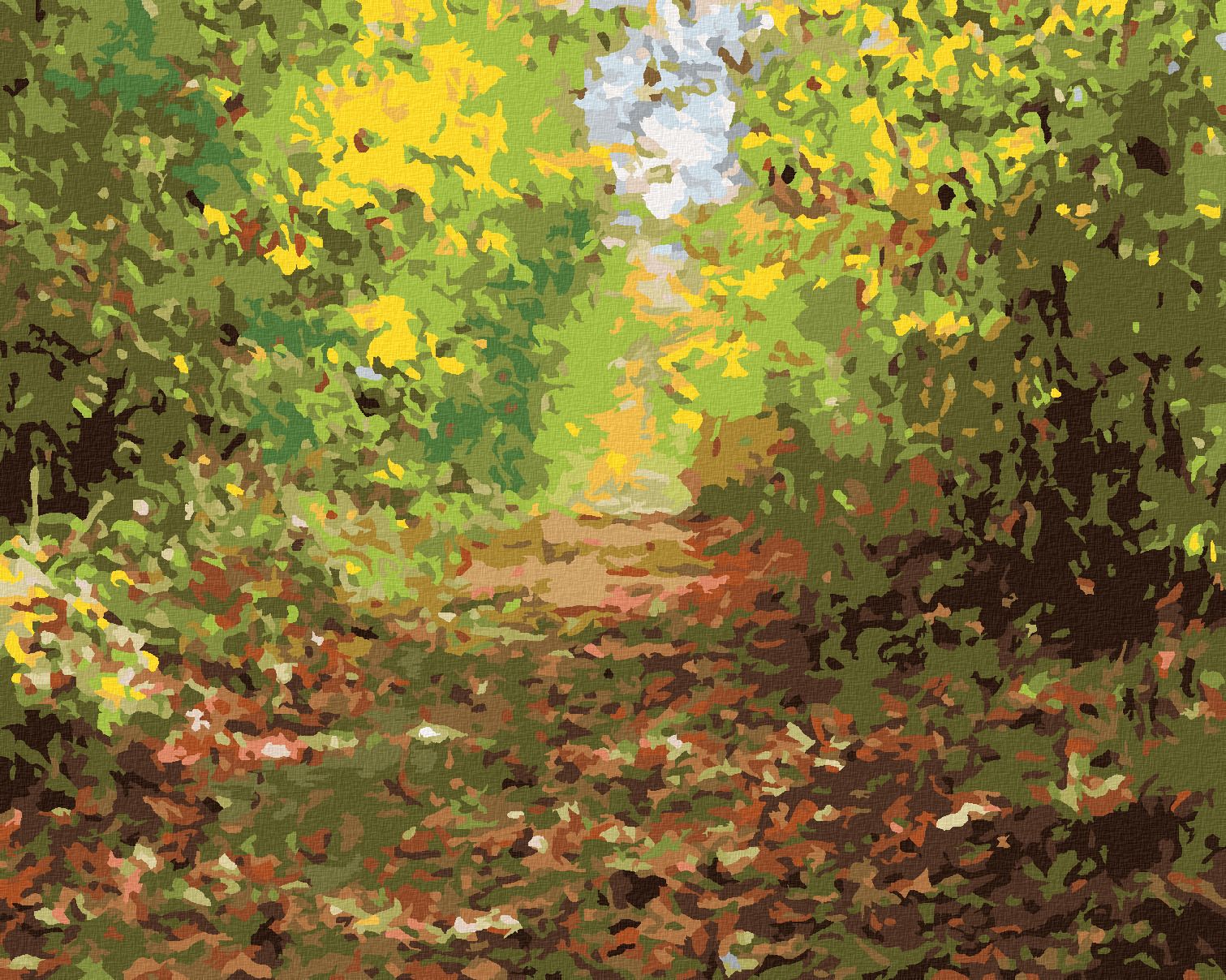 zuty Malování podle čísel - PĚŠÍ ULIČKA V LESE - Rozměr: 40x50 cm, Rámování: Varianta: vypnuté plátno na rám - obrázek 1