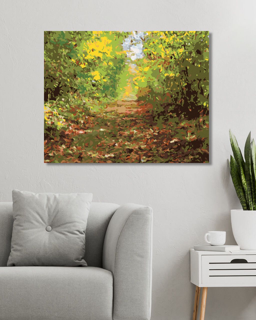 zuty Malování podle čísel - PĚŠÍ ULIČKA V LESE - Rozměr: 40x50 cm, Rámování: Varianta: vypnuté plátno na rám - obrázek 4