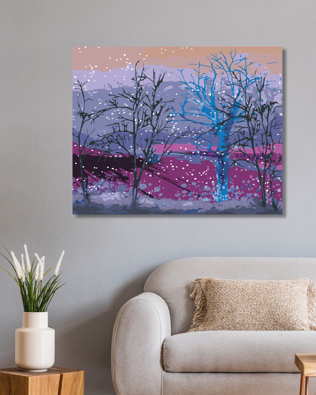 zuty Malování podle čísel - RANNÍ SNÍŽEK PADAJÍCÍ NA STROMY V LESE - Rozměr: 40x50 cm, Rámování: Varianta: vypnuté plátno na rám - obrázek 4