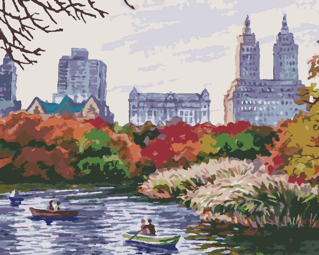 zuty Malování podle čísel - PODZIMNÍ NEW YORK - Rozměr: 40x50 cm, Rámování: Varianta: vypnuté plátno na rám - obrázek 2