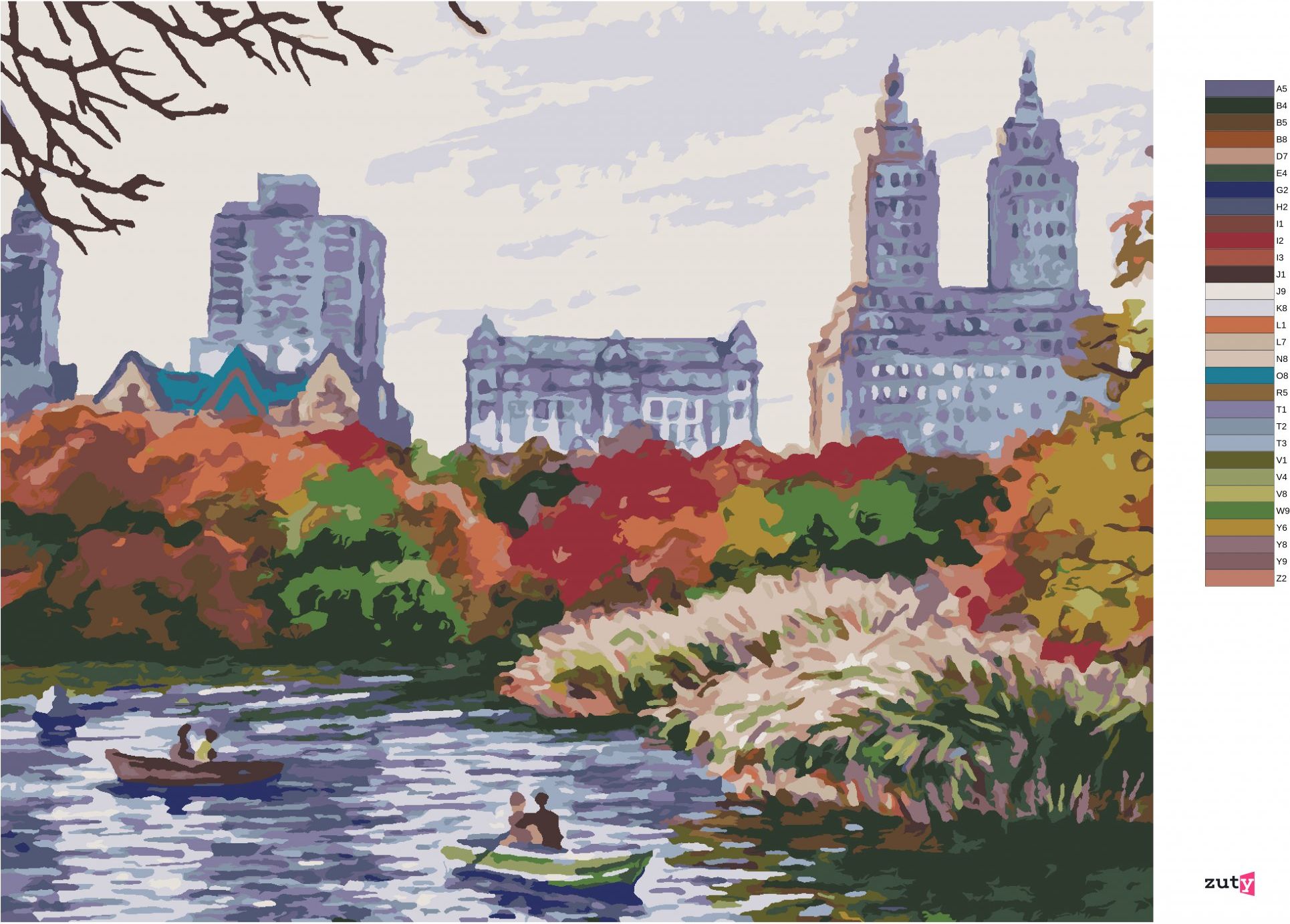 zuty Malování podle čísel - PODZIMNÍ NEW YORK - Rozměr: 40x50 cm, Rámování: Varianta: vypnuté plátno na rám - obrázek 6