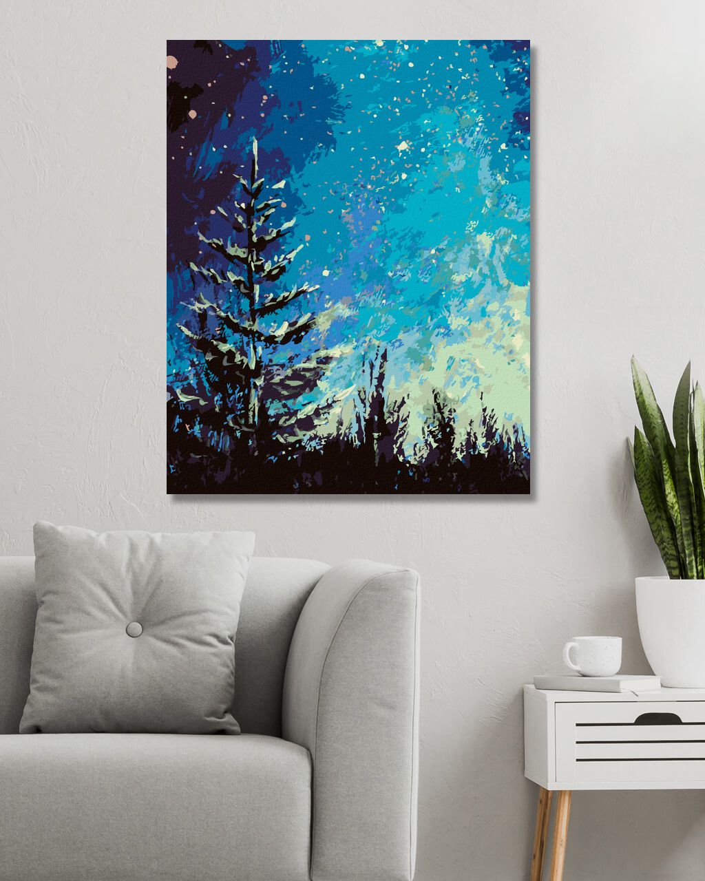 zuty Malování podle čísel - STROM A NOČNÍ OBLOHA V LESE - Rozměr: 40x50 cm, Rámování: Varianta: bez rámu a bez vypnutí plátna - obrázek 10