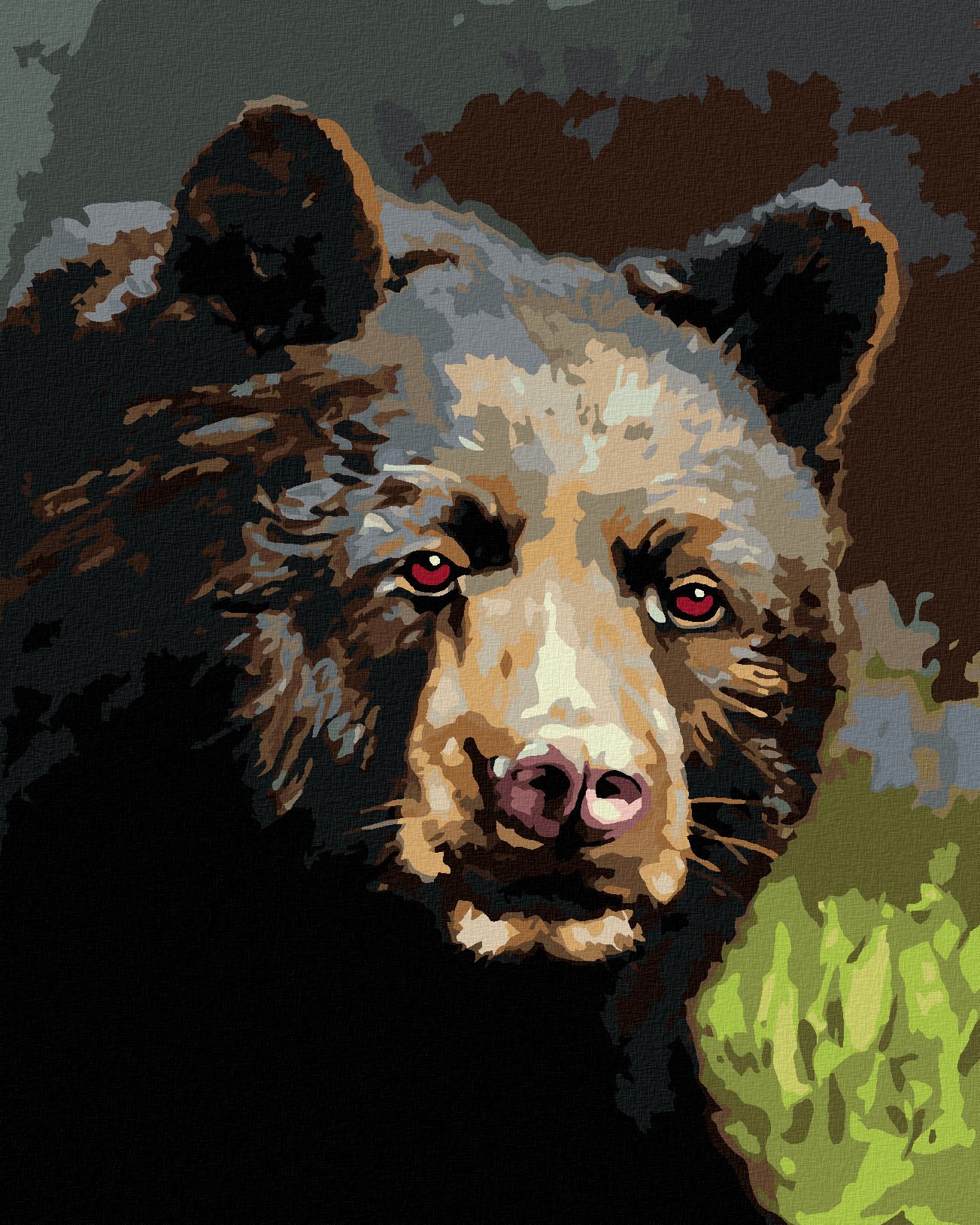 zuty Malování podle čísel - PORTRÉT MEDVĚD (D. RUSTY RUST) - Rozměr: 40x50 cm, Rámování: Varianta: bez rámu a bez vypnutí plátna - obrázek 1
