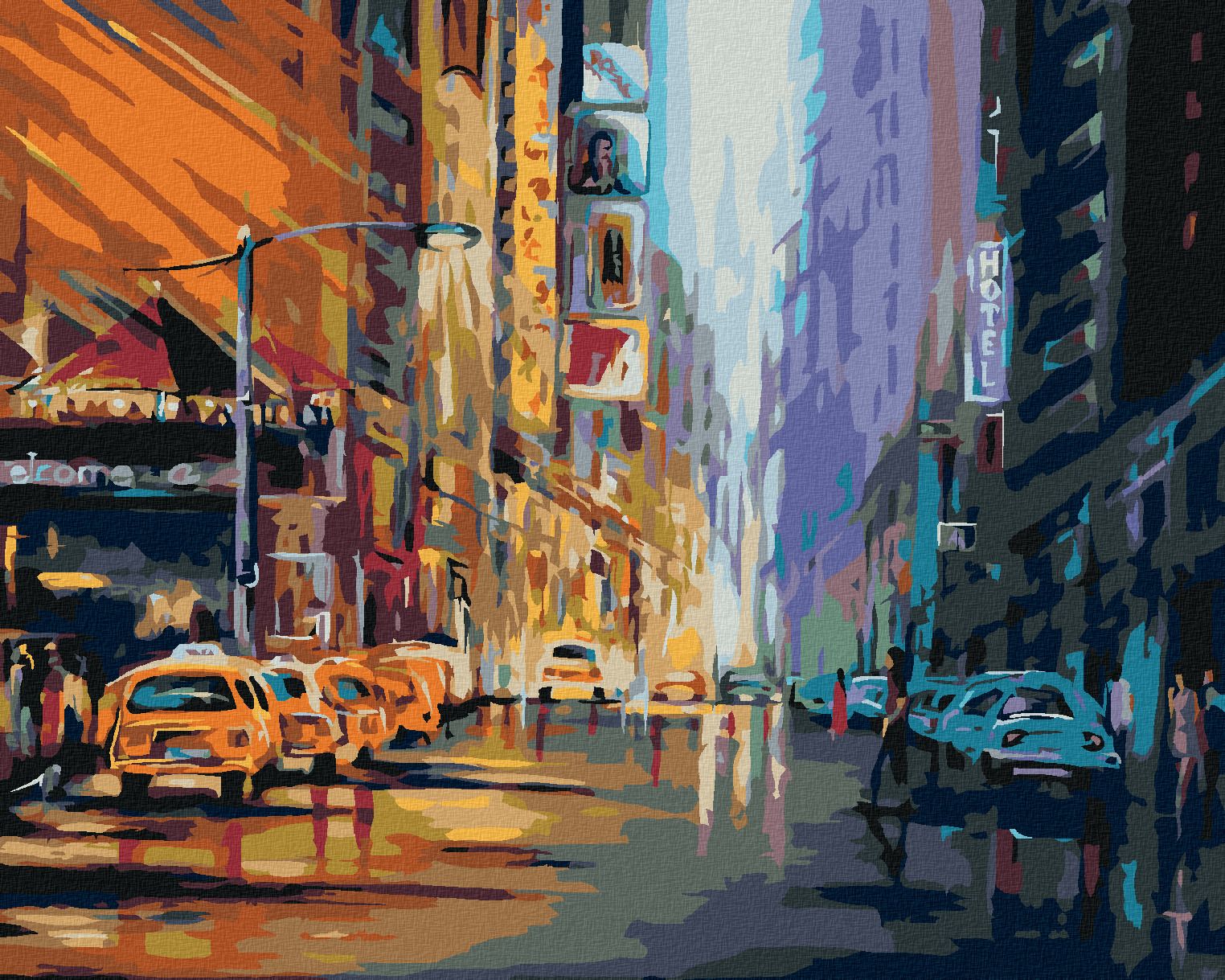 zuty Malování podle čísel - VEČERNÍ ŽIVOT V NEW YORKU - Rozměr: 40x50 cm, Rámování: Varianta: bez rámu a bez vypnutí plátna - obrázek 1