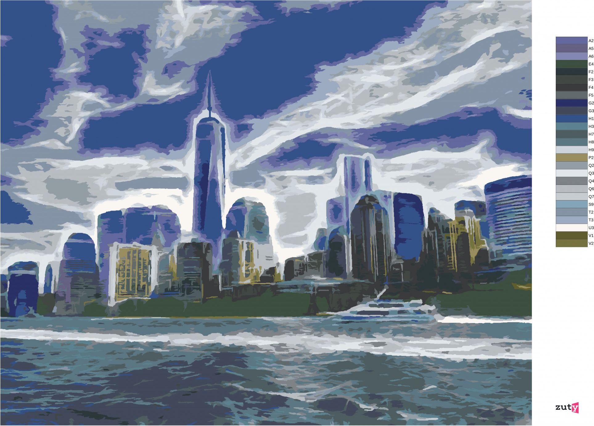 zuty Malování podle čísel - ABSTRAKTNÍ MANHATTAN - Rozměr: 40x50 cm, Rámování: Varianta: bez rámu a bez vypnutí plátna - obrázek 4