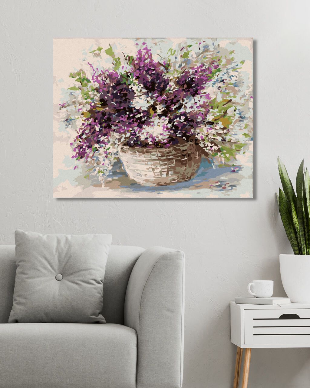 zuty Malování podle čísel - LEVANDULE V PROUTĚNÉM KOŠÍKU - Rozměr: 40x50 cm, Rámování: Varianta: vypnuté plátno na rám - obrázek 3
