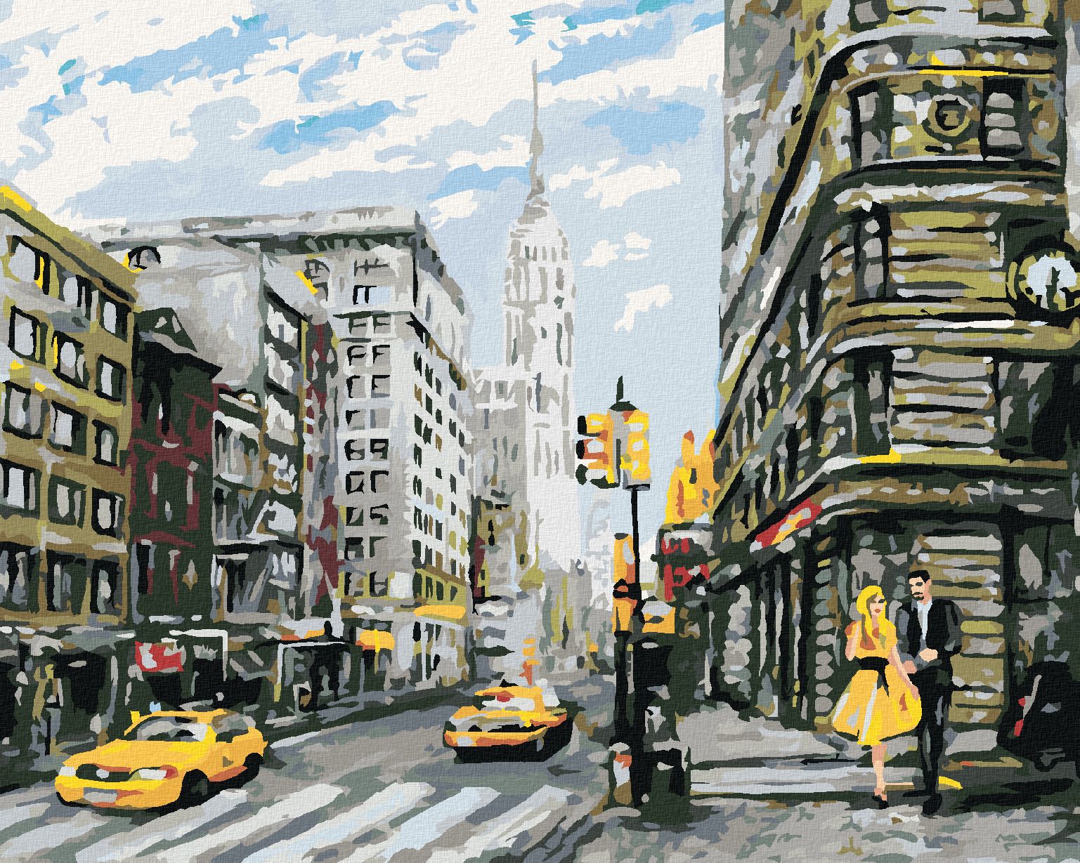 zuty Malování podle čísel - PÁR NA ULICI V NEW YORKU - Rozměr: 40x50 cm, Rámování: Varianta: vypnuté plátno na rám - obrázek 1