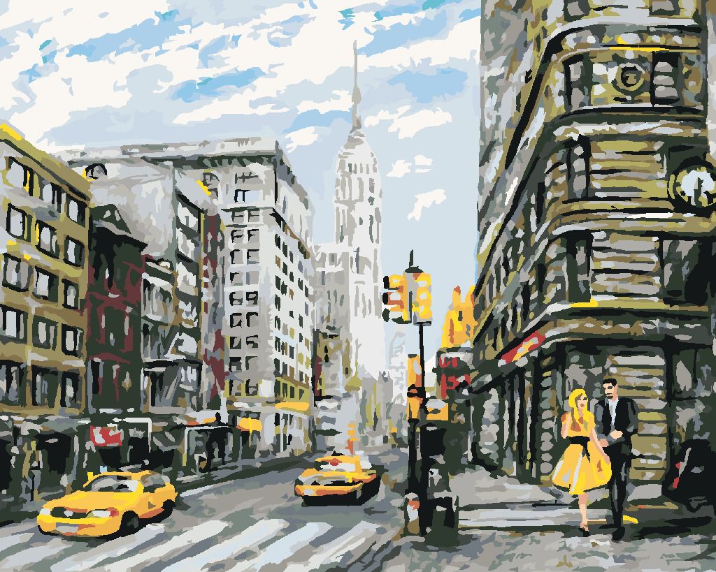 zuty Malování podle čísel - PÁR NA ULICI V NEW YORKU - Rozměr: 40x50 cm, Rámování: Varianta: vypnuté plátno na rám - obrázek 2