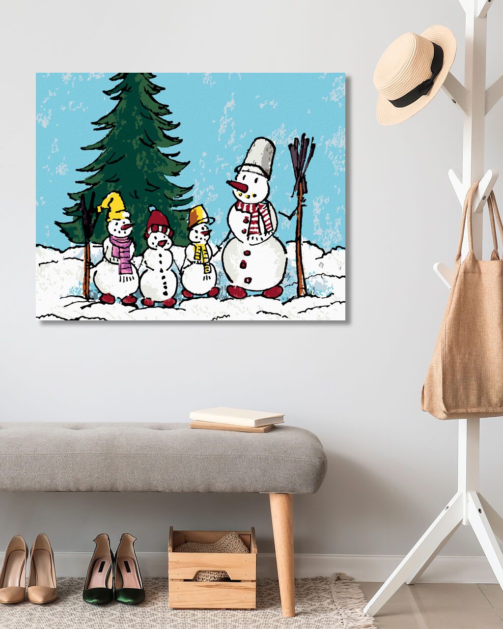 zuty Malování podle čísel - RODINKA SNĚHULÁKU V LESE - Rozměr: 40x50 cm, Rámování: Varianta: vypnuté plátno na rám - obrázek 8