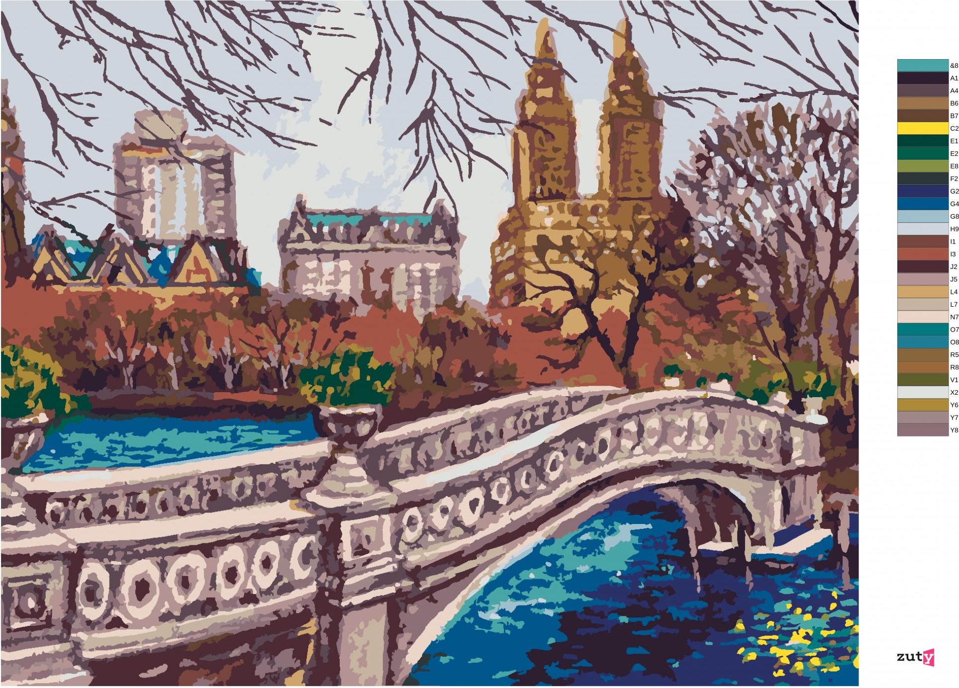 zuty Malování podle čísel - NEW YORK CENTRAL PARK I - Rozměr: 40x50 cm, Rámování: Varianta: bez rámu a bez vypnutí plátna - obrázek 4
