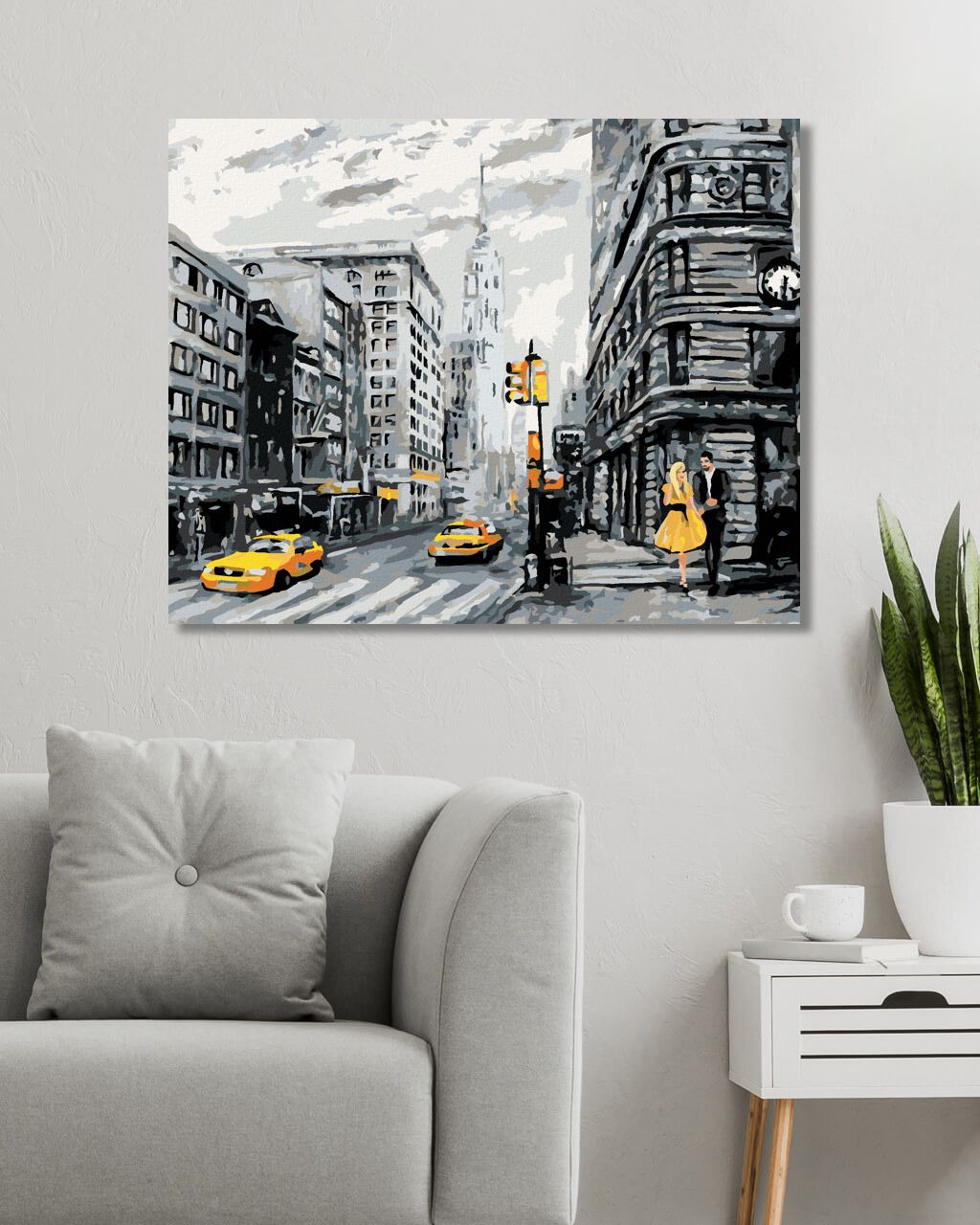 zuty Malování podle čísel - ŽLUTÉ TAXÍKY V NEW YORKU - Rozměr: 40x50 cm, Rámování: Varianta: vypnuté plátno na rám - obrázek 2