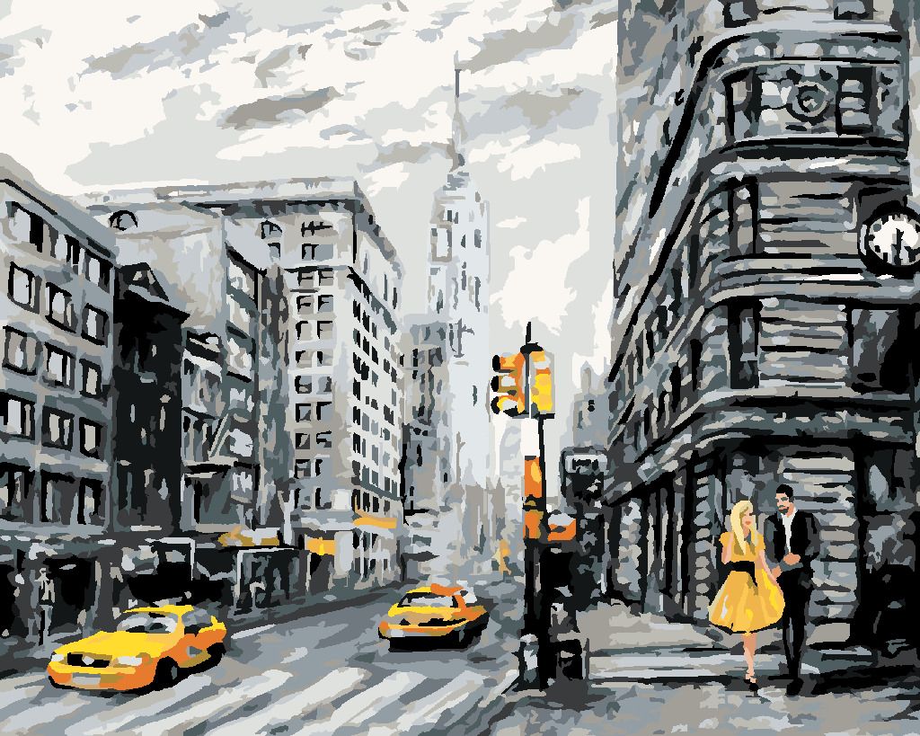 zuty Malování podle čísel - ŽLUTÉ TAXÍKY V NEW YORKU - Rozměr: 40x50 cm, Rámování: Varianta: vypnuté plátno na rám - obrázek 4