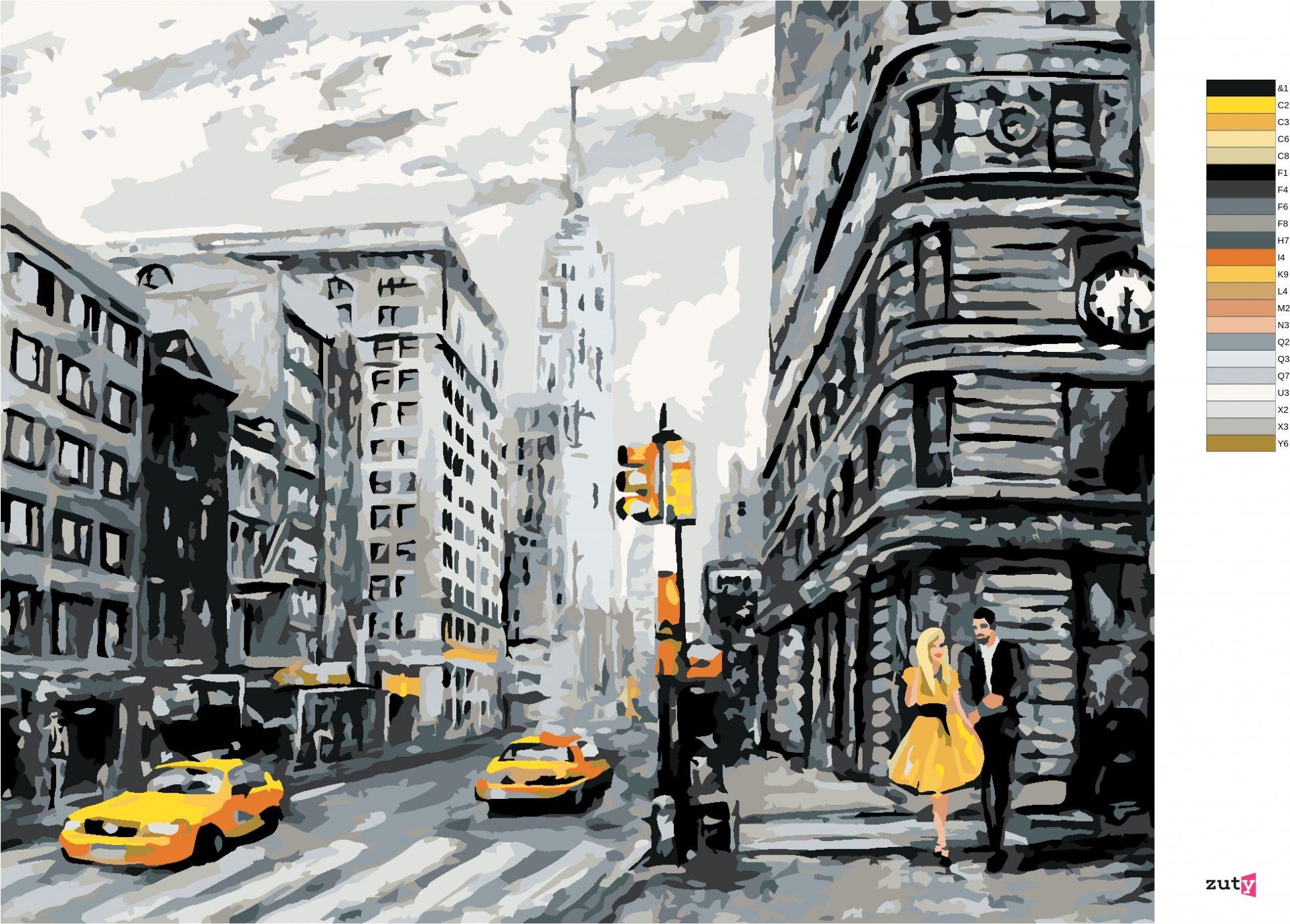 zuty Malování podle čísel - ŽLUTÉ TAXÍKY V NEW YORKU - Rozměr: 40x50 cm, Rámování: Varianta: vypnuté plátno na rám - obrázek 10