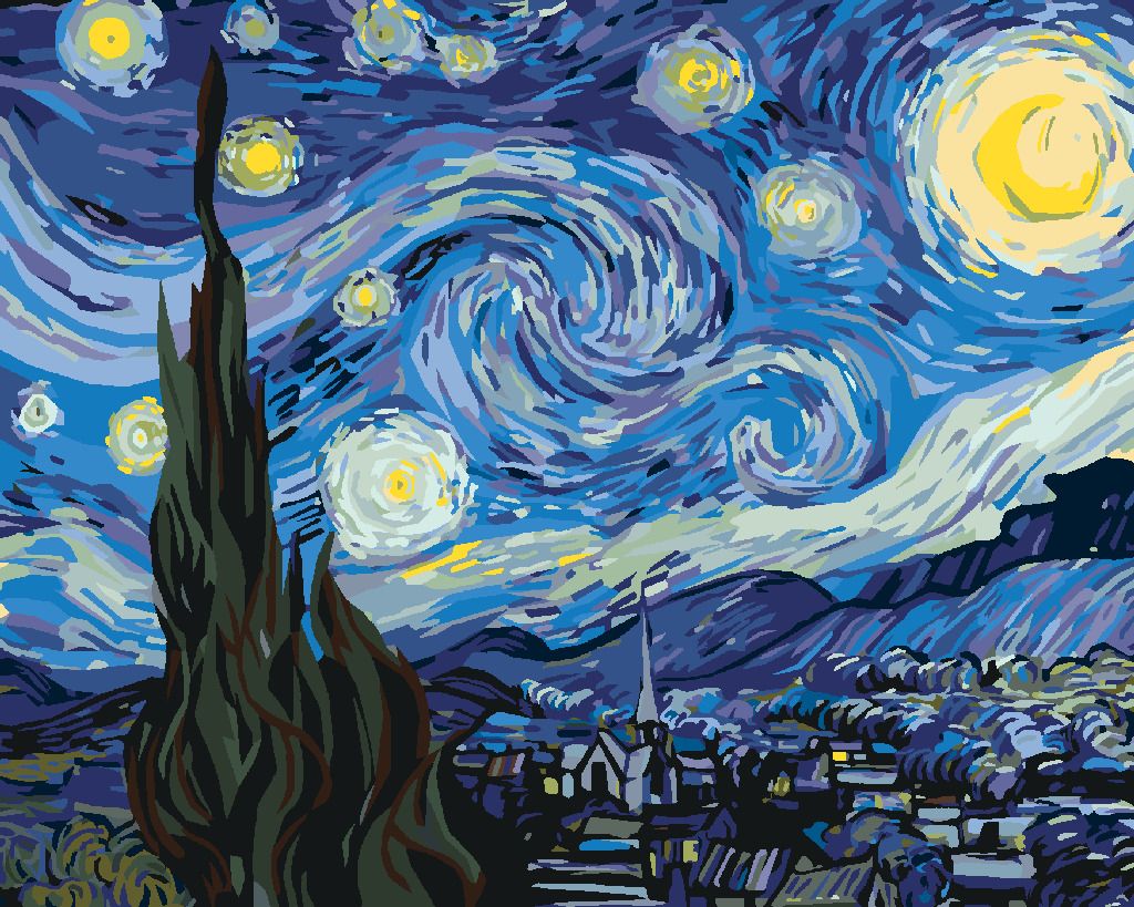zuty Malování podle čísel - MĚSÍC V PODÁNÍ VAN GOGHA - Rozměr: 40x50 cm, Rámování: Varianta: bez rámu a bez vypnutí plátna - obrázek 10