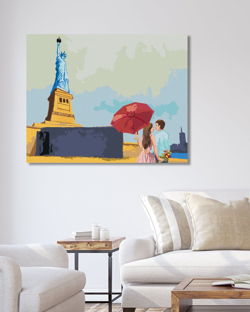 zuty Malování podle čísel - SOCHA SVOBODY A ZAMILOVANÝ PÁR - Rozměr: 40x50 cm, Rámování: Varianta: bez rámu a bez vypnutí plátna - obrázek 8