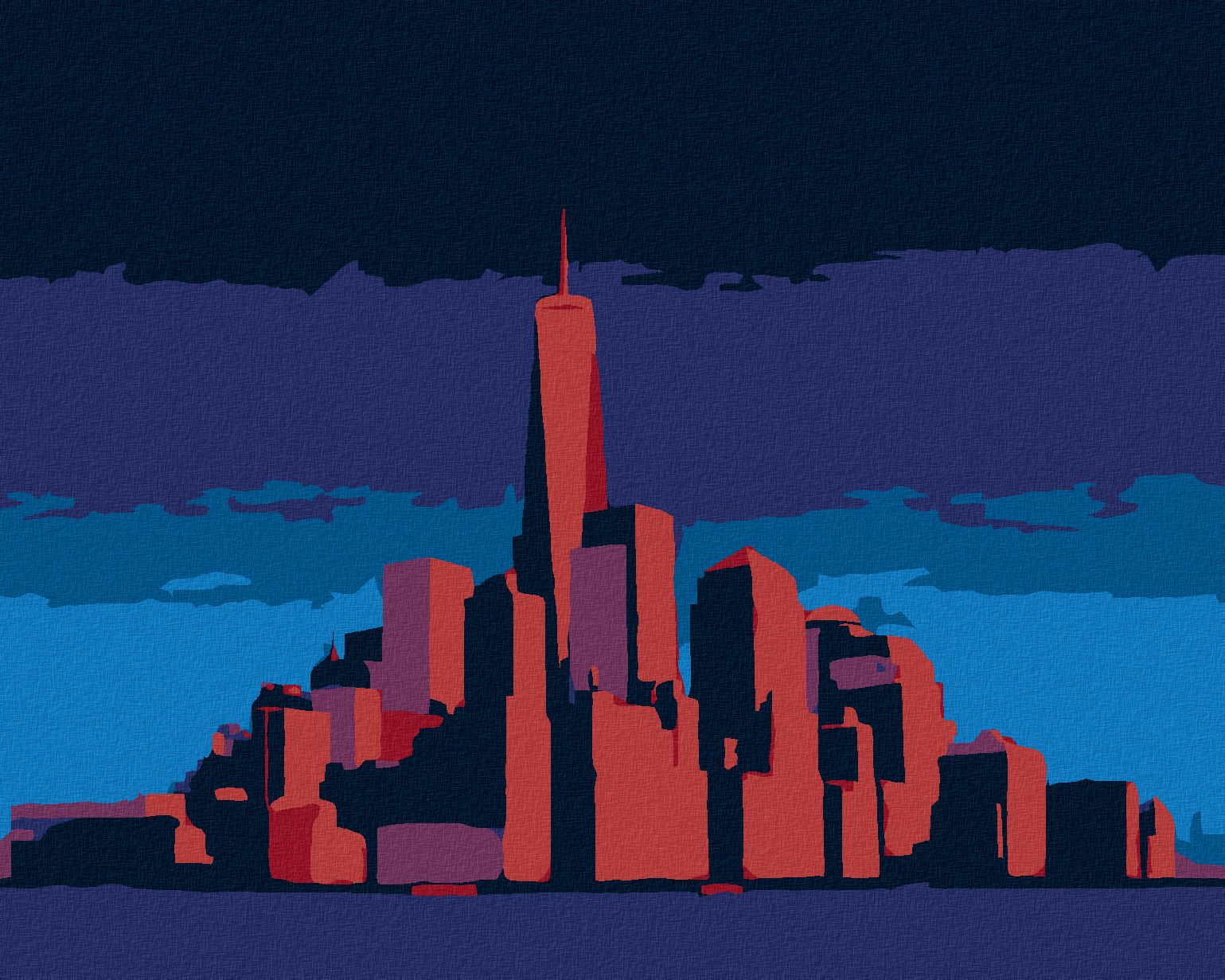 zuty Malování podle čísel - ZÁŘICÍ MANHATTAN V NEW YORKU - Rozměr: 40x50 cm, Rámování: Varianta: bez rámu a bez vypnutí plátna - obrázek 1