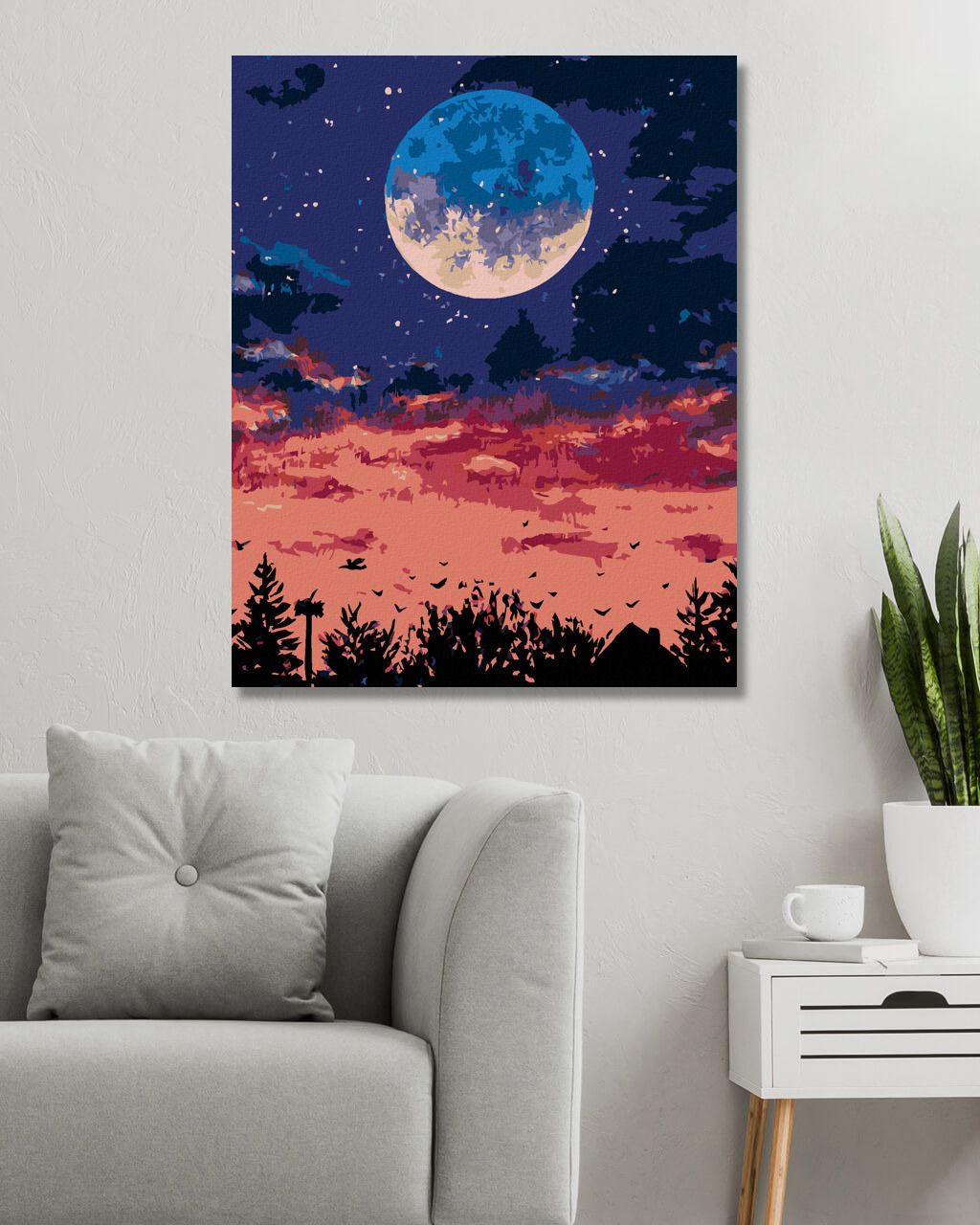 zuty Malování podle čísel - MĚSÍC NAD NOČNÍM MĚSTEM - Rozměr: 40x50 cm, Rámování: Varianta: vypnuté plátno na rám - obrázek 6