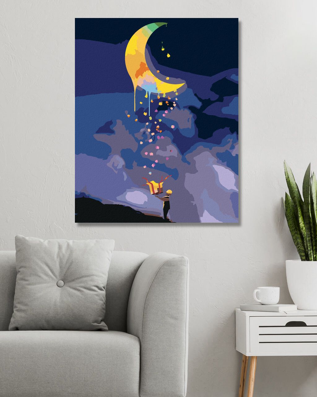 zuty Malování podle čísel - BAREVNÉ TÁNÍ MĚSÍCE - Rozměr: 40x50 cm, Rámování: Varianta: vypnuté plátno na rám - obrázek 4
