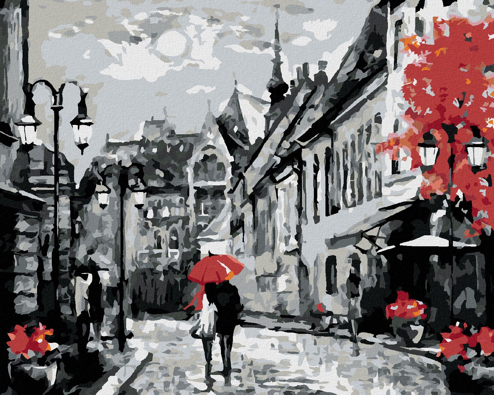 zuty Malování podle čísel - LIDÉ POD DEŠTNÍKEM V BUDAPEŠTI - Rozměr: 40x50 cm, Rámování: Varianta: bez rámu a bez vypnutí plátna - obrázek 1